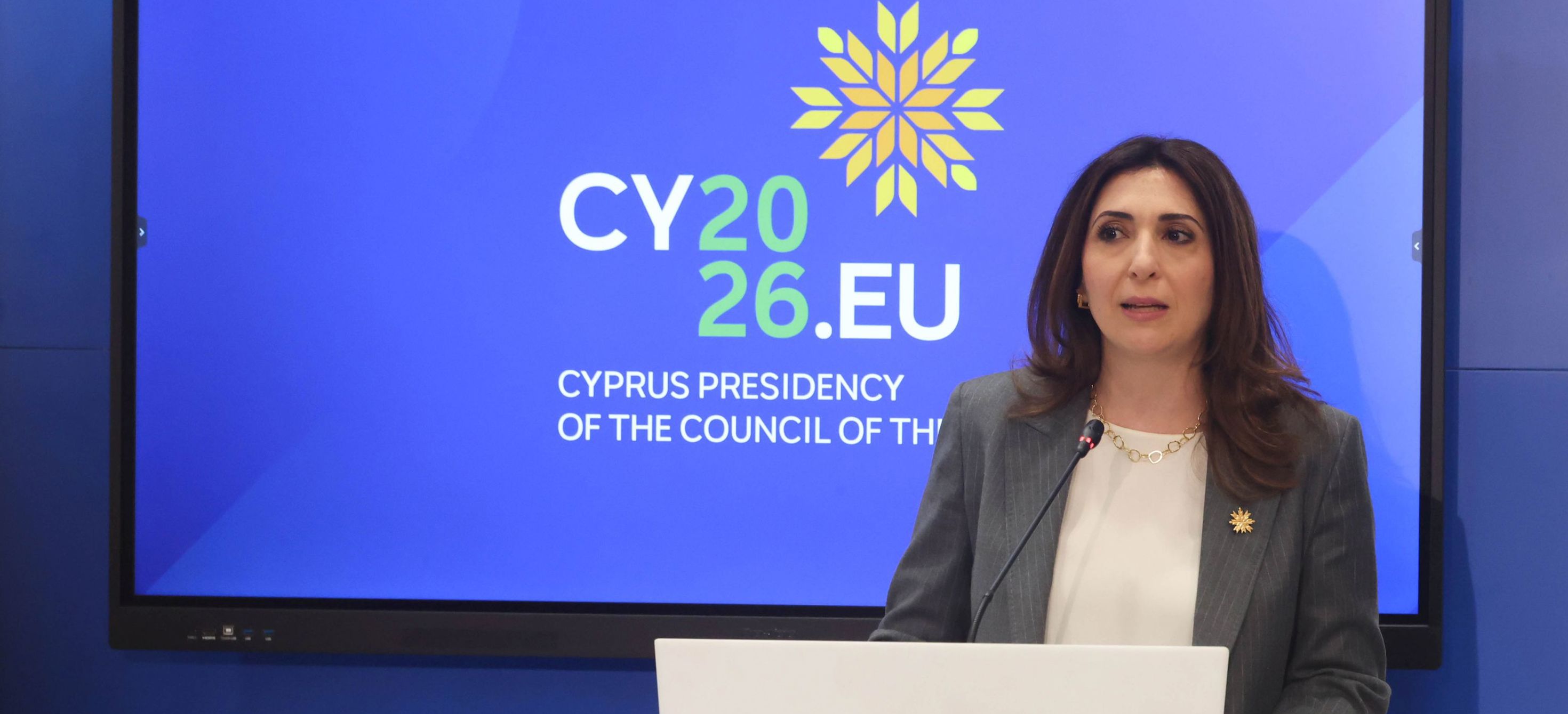 The Deputy Minister for European Affairs of the Republic of Cyprus, Ms Marilena Raouna, holds a press conference 