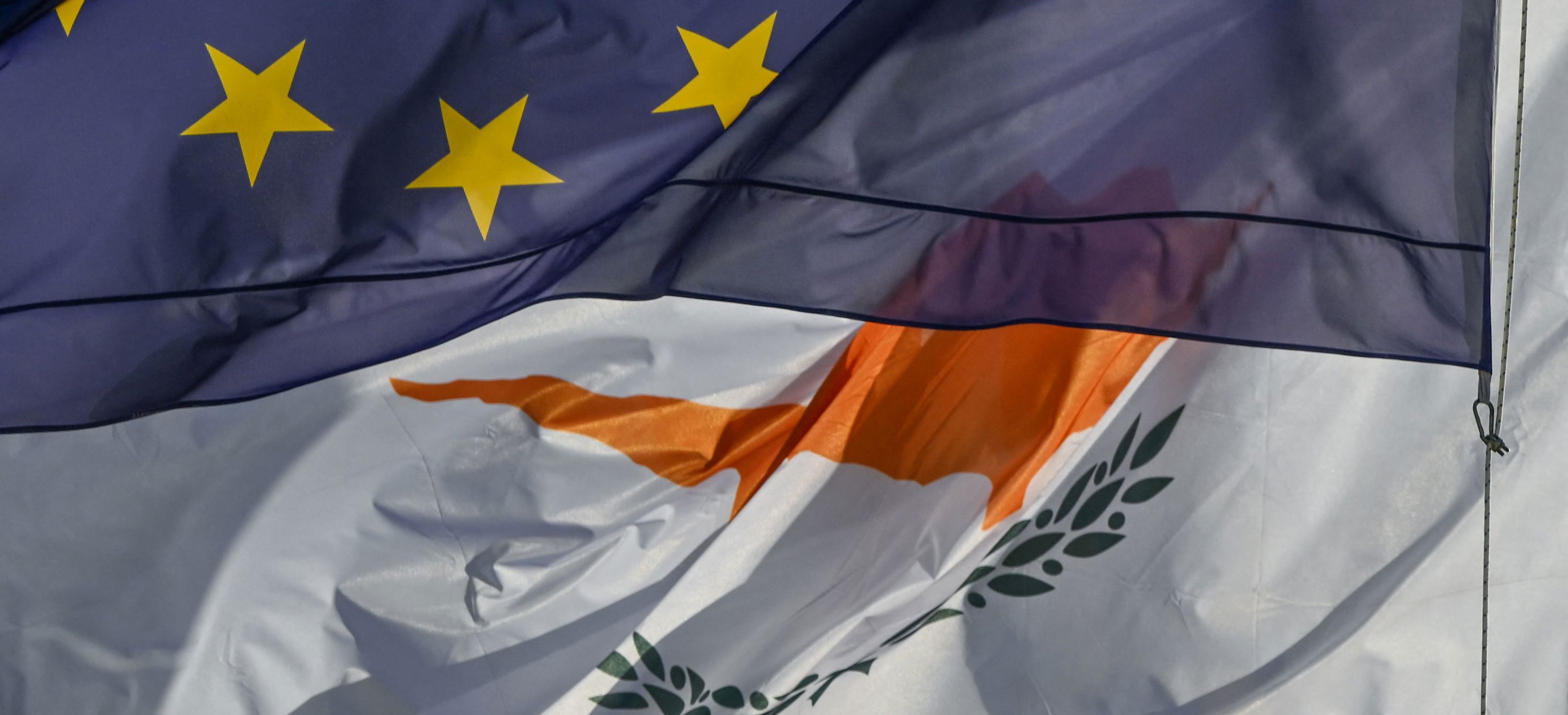 Cyprus flag and EU flag