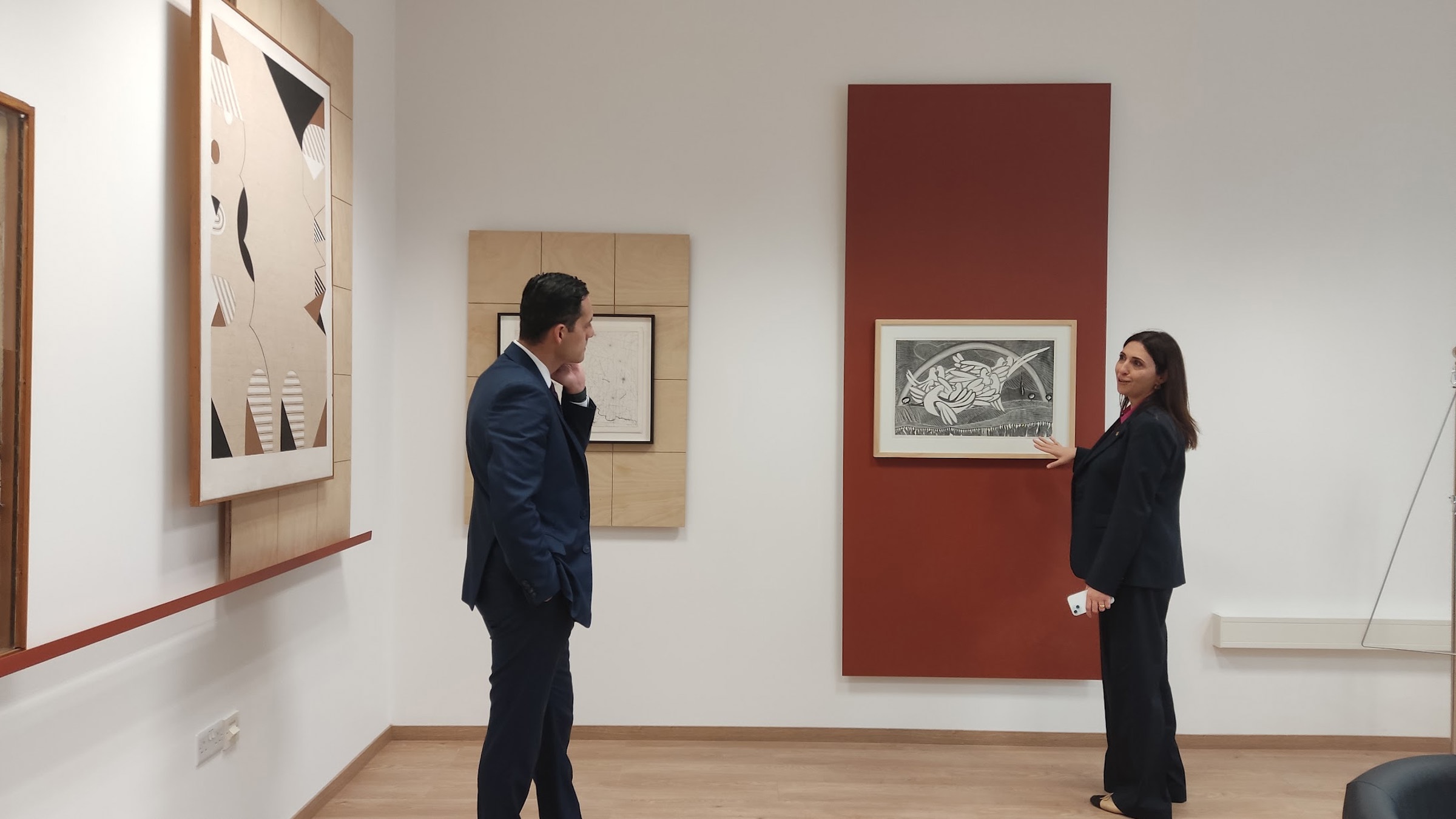 Marilena Raouna and Konstantinos Letymbiotis at the exhibition "The Worlds of Cyprus"