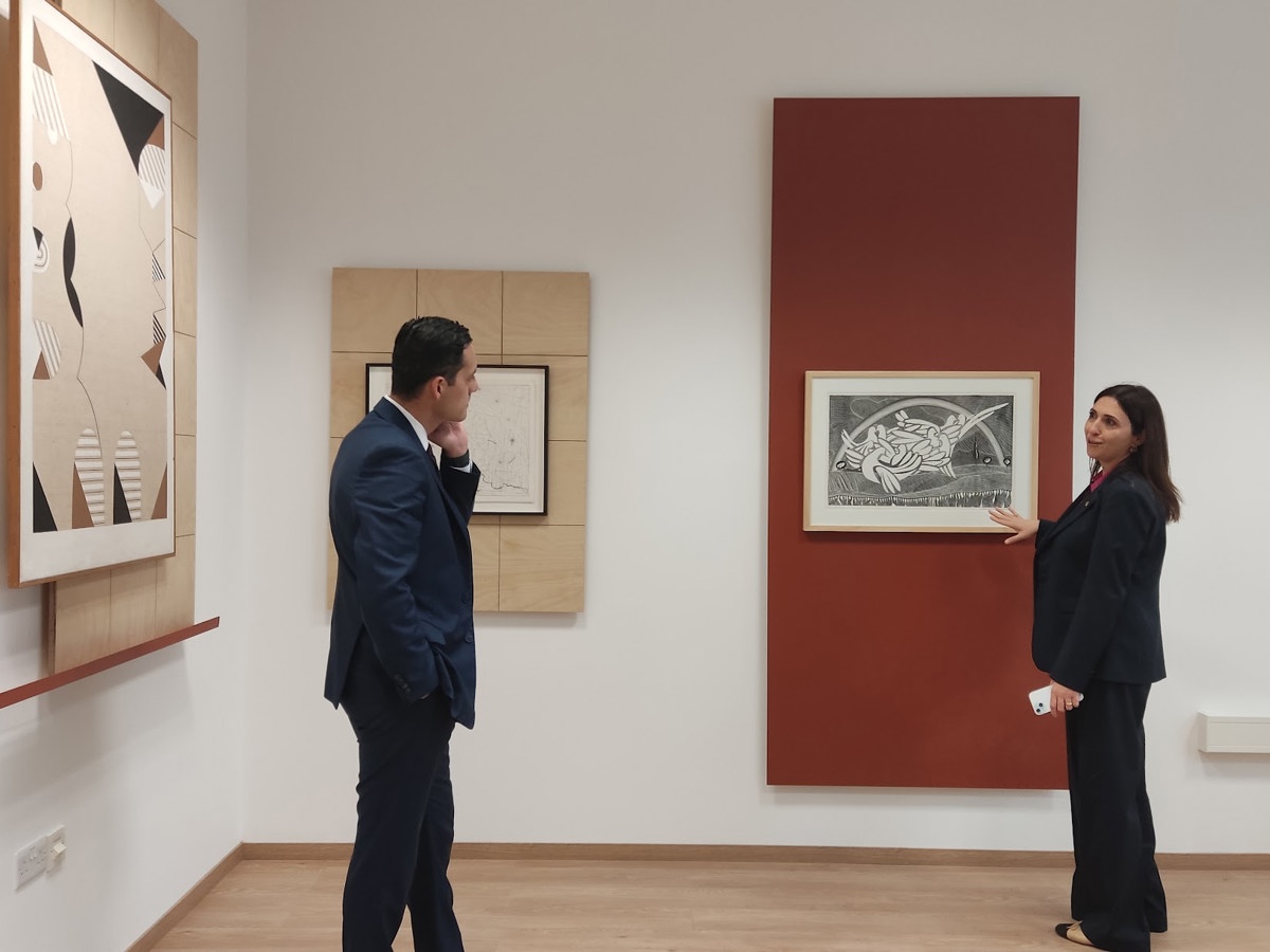 Marilena Raouna and Konstantinos Letymbiotis at the exhibition "The Worlds of Cyprus"