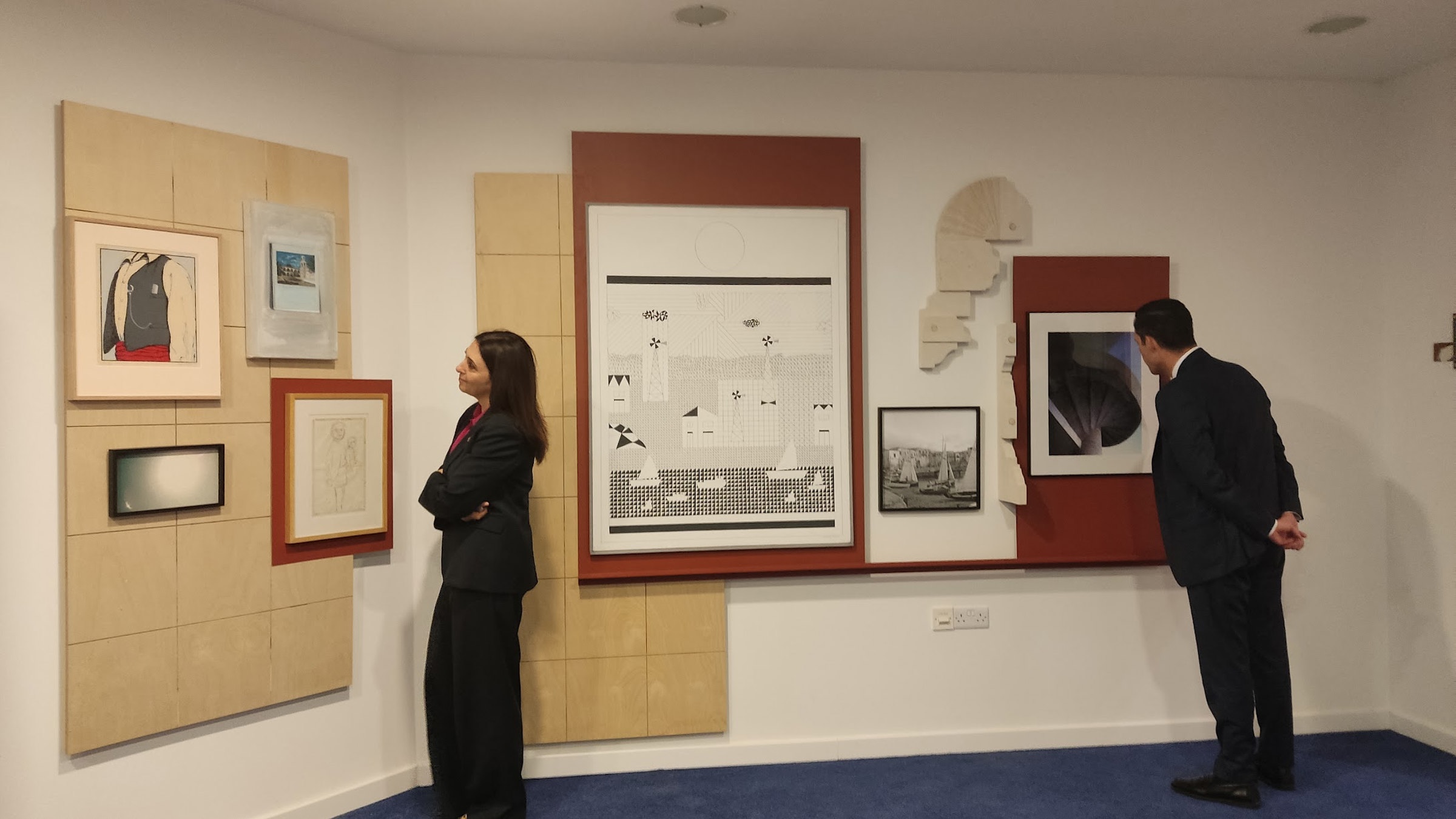 Marilena Raouna and Konstantinos Letymbiotis at the exhibition "The Worlds of Cyprus"