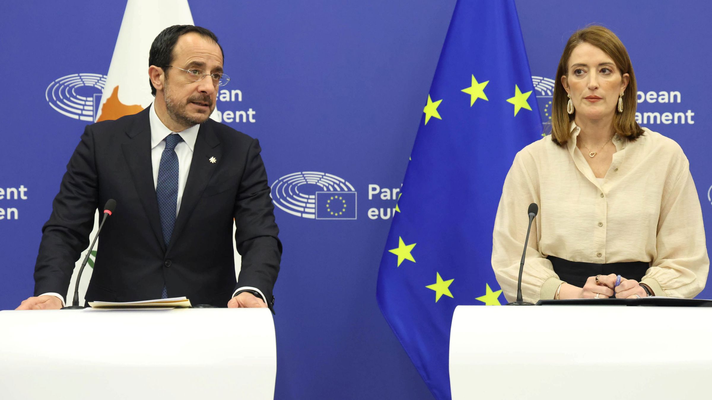 Joint press conference of President of the Republic of Cyprus and the President of the European Parliament, Mrs Roberta Metsola