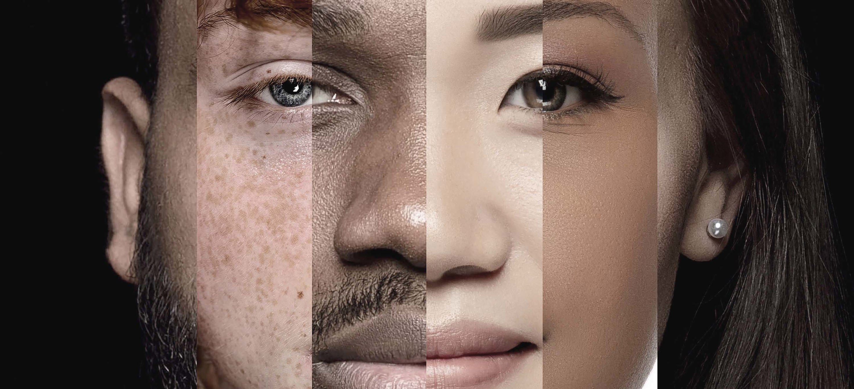 The human face made up of different portraits of men and women of different ages